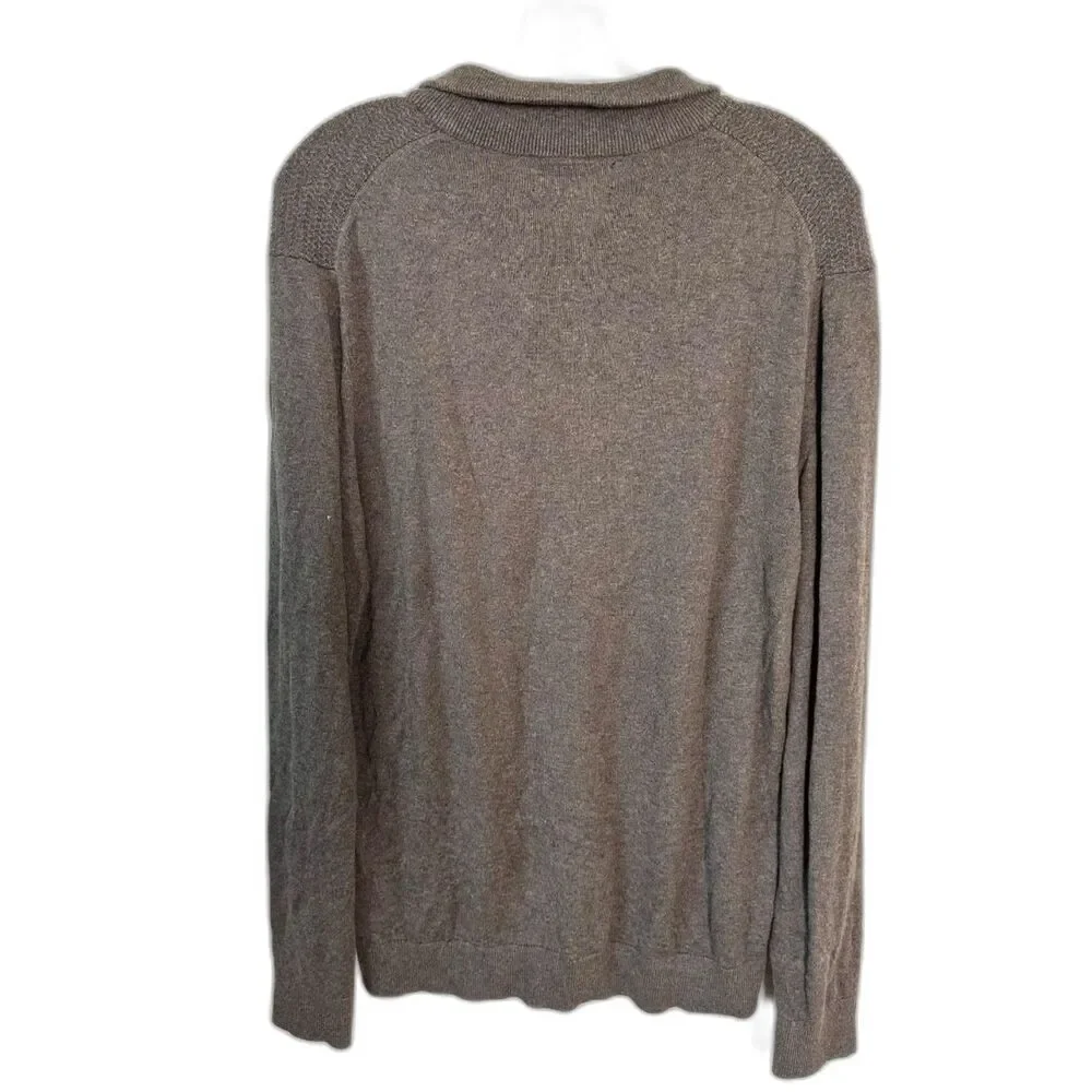 Banana Republic Mens M Brown Silk Cashmere Blend Quarter 1/4 Zip Sweater Medium
